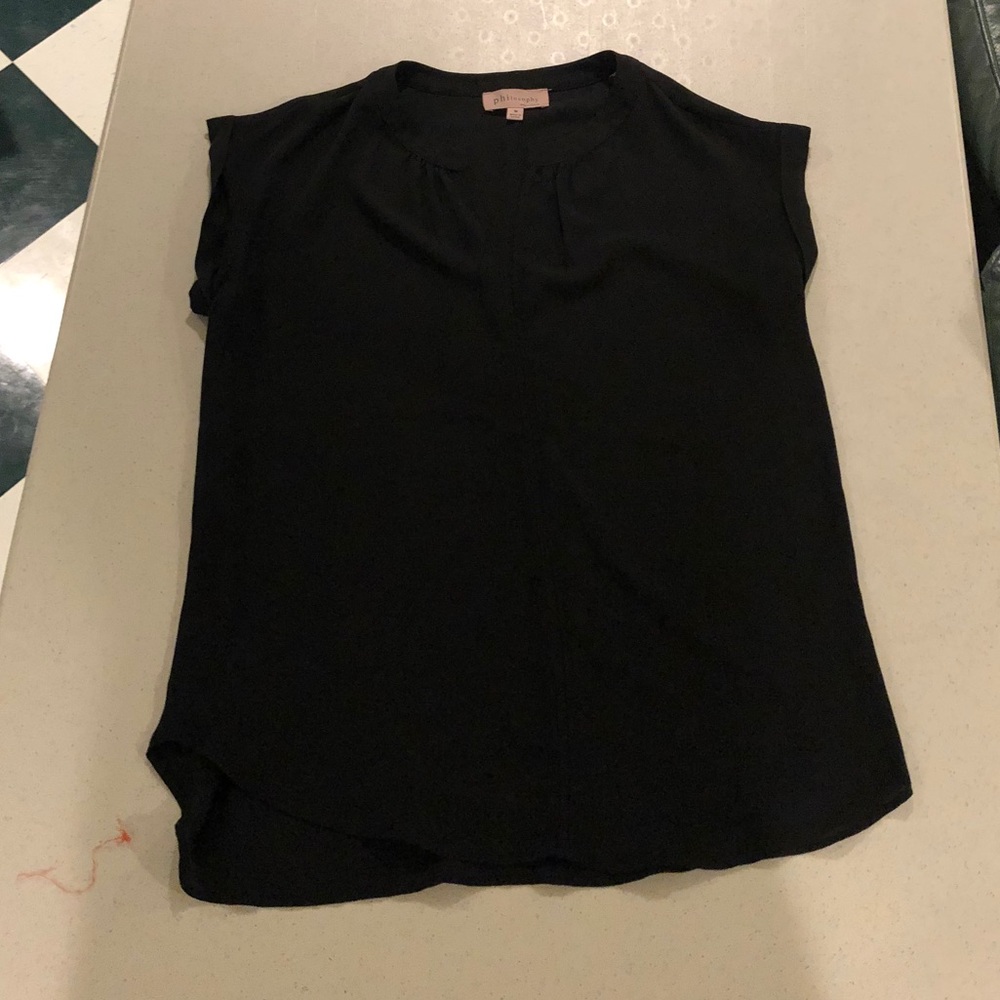 PHILOSOPHY Black Blouse Short Sleeve